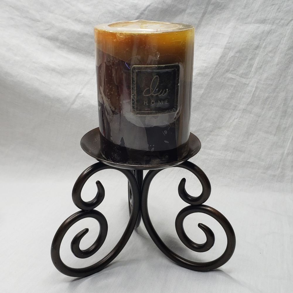 Partylite Viking Pillar Candleholder Metal for Single Large Candle Scrolled